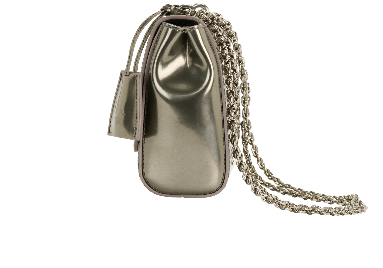 Small Lily, &pound;495, Handbags, Silver, Patent Leather, Bottom view